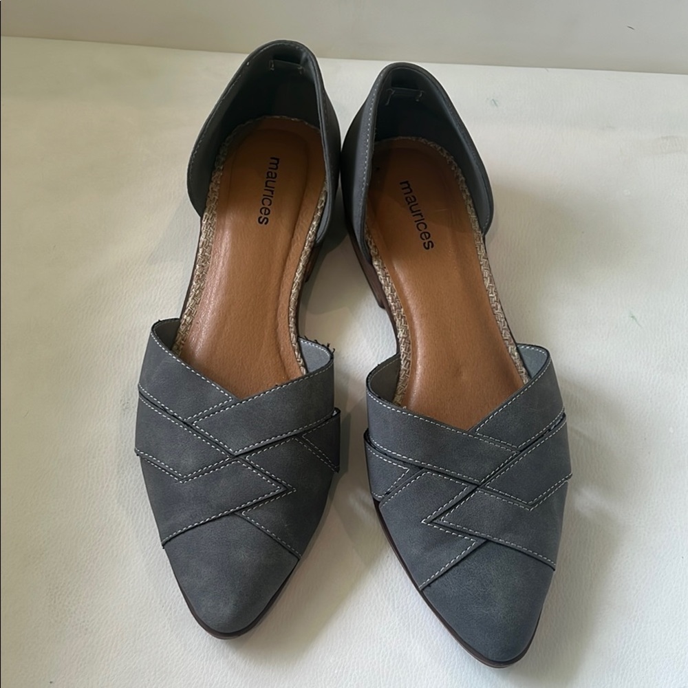 NEW Maurices Gray Flats with Woven Detail